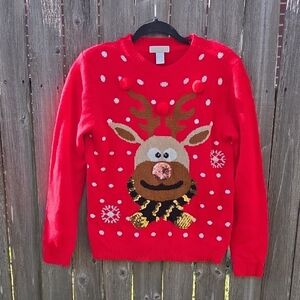 FOREVER 21 Women's Crewneck Christmas Reindeer Sweater Size S.